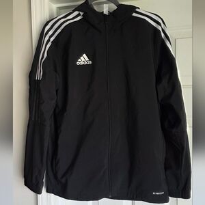 Adidas Kids Windbreaker With Hood And Pockets Black Size 13/14